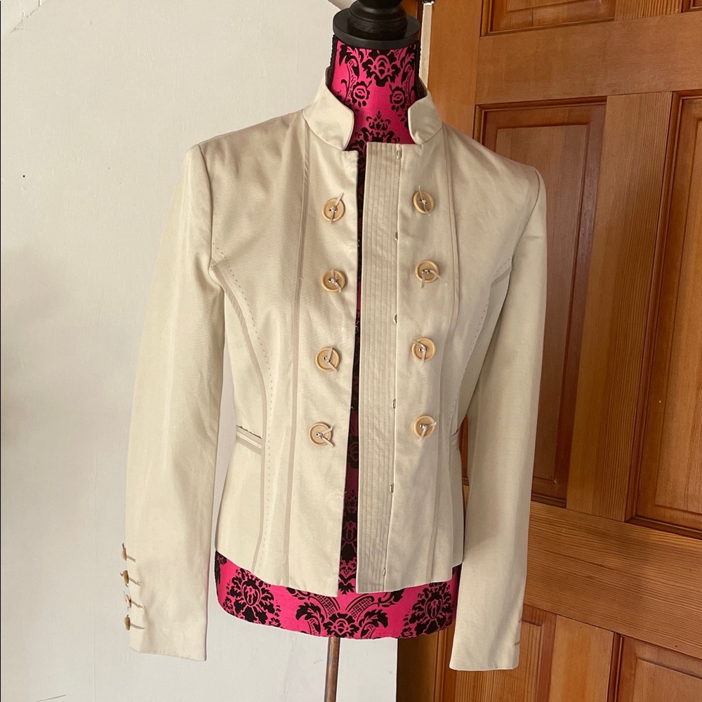 Mango Beige Women's Blazer with Button Accents